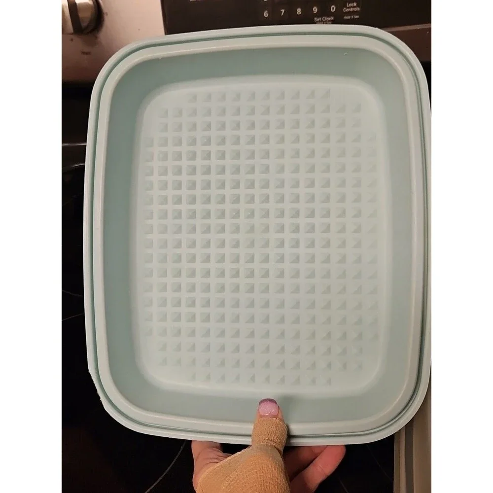 Vintage Tupperware Mint Green Season & Serve Marinade Dish W Lid 1295-7 & 1294-1